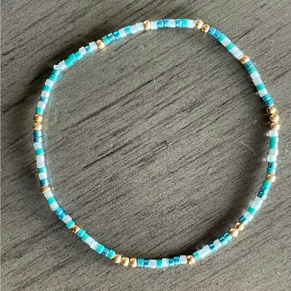 Mediterranean Sea Stack- handmade miyuki delicas + 14k gold filled bracelet set - Picture 3 of 8